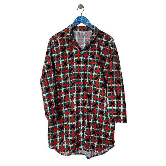HANNA ANDERSSON Women's Disney Mickey Mouse Holiday Flannel Nightshirt Size Med - Picture 2 of 10